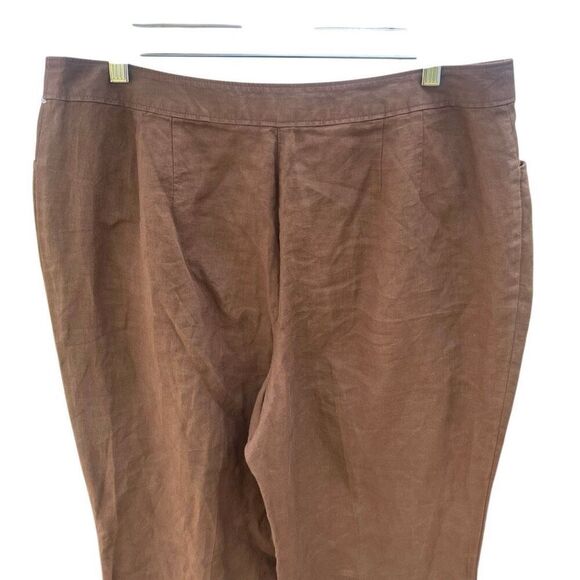 J. Jill 100% linen super wide leg high rise brown Lagenlook 628 - Picture 4 of 7